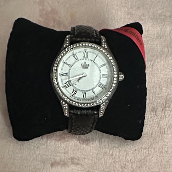 Juicy Couture Silver and Black Watch with Rhinestones - Picture 1 of 6